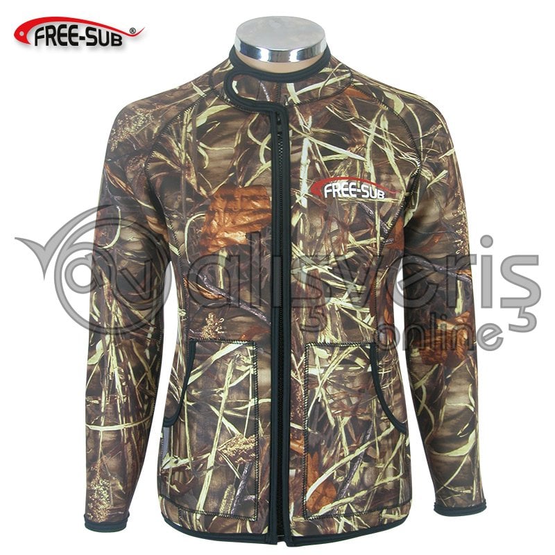 Saz Desen Cırtlı Yaka Mont