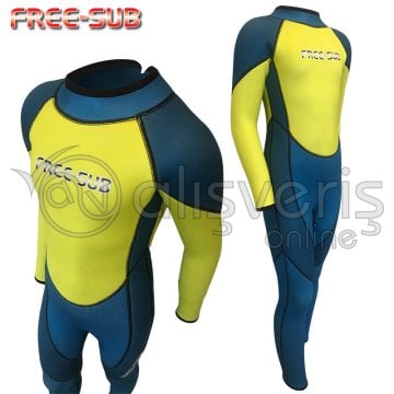 Çocuk Sörf ve Dalış Elbisesi Blue 3mm