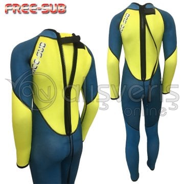 Çocuk Sörf ve Dalış Elbisesi Blue 3mm