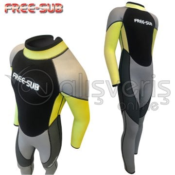 Çocuk Sörf ve Dalış Elbisesi Yellow 3mm